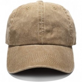 Baseball Caps Unisex Washed Dyed Cotton Adjustable Solid Baseball Cap - Dfh068-kakhi - CR18E4L7T90 $12.02