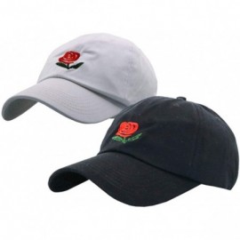 Skullies & Beanies Unisex Rose Embroidered Adjustable Strapback Dad Hat Baseball Cap Mutiple Colors - Black+white - C2188URTD...