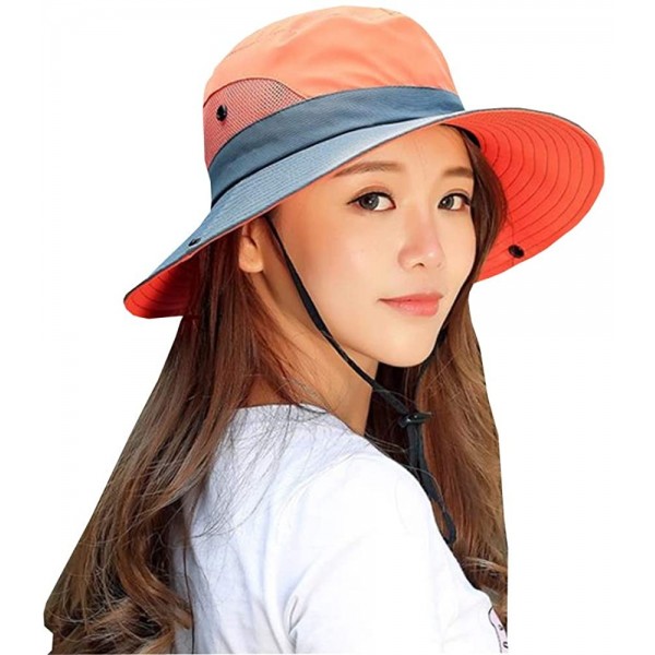 Sun Hats Outdoor UPF 50+ UV Sun Protection Waterproof Breathable Wide Brim Bucket Sun Hat for Men/Women - Orange - C7196N726M...