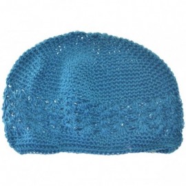 Skullies & Beanies Kufi Hat Crochet Cap Beanie Aqua Blue - CC1194O3TIP $7.73