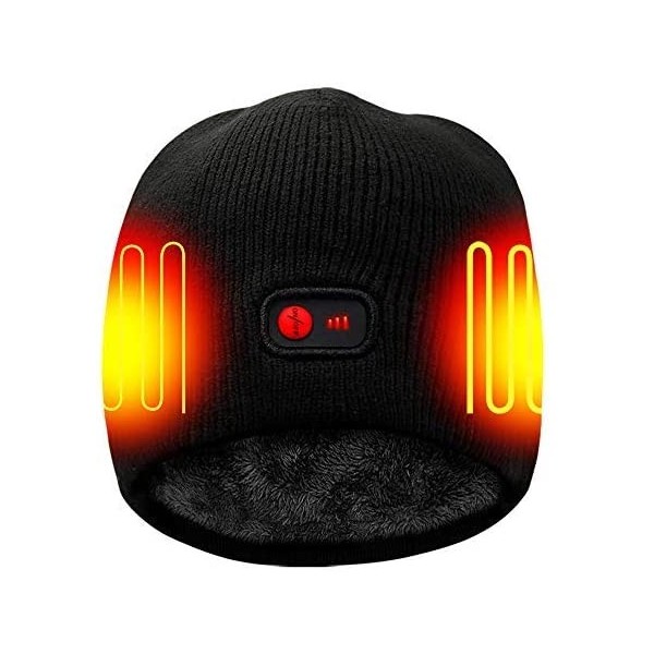 Skullies & Beanies Battery Rechargeable Heated Hat Winter Warm Cotton Unisex Powered Cap-Works 3-7 H - Black - CU18U90DDNK $6...