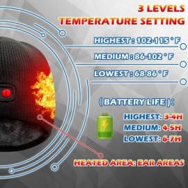 Skullies & Beanies Battery Rechargeable Heated Hat Winter Warm Cotton Unisex Powered Cap-Works 3-7 H - Black - CU18U90DDNK $6...