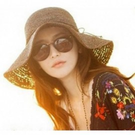 Sun Hats Women's Girl Foldable Wide Brim Summer Beach Sun Visor Hat Straw Hat Cap - C717YS0XOYR $17.99