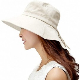Sun Hats Womens Summer Flap Cover Cap Cotton UPF 50+ Sun Shade Hat with Neck Cord - 1005_beige - C112E6X50LH $50.56