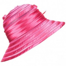 Sun Hats Womens Solid Color Satin Church Wedding Kentucky Derby Sun Hat A214 - Hot Pink - CP11W76ZFM5 $16.85