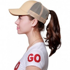 Baseball Caps Ponytail Messy Buns Trucker Ponycaps Plain Baseball Visor Cap Dad Hat - Khaki - C618DAK2ODI $8.35