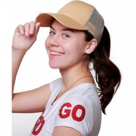 Baseball Caps Ponytail Messy Buns Trucker Ponycaps Plain Baseball Visor Cap Dad Hat - Khaki - C618DAK2ODI $8.35