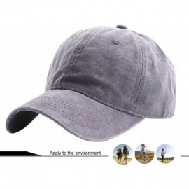 Baseball Caps Unisex Cotton Vintage Distressed Washed Adjustable Baseball Cap - Grey - CL18CSI2O7C $9.61