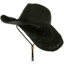 Cowboy Hats Ladies Toyo Straw Cowboy Hat - Black - CM12J22JUS1 $38.06