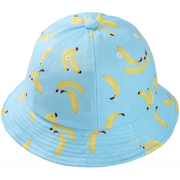 Bucket Hats Unisex Cute Print Bucket Hat Summer Fisherman Cap - Banana-blue - CA18DOTG0HZ $12.41