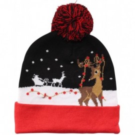 Skullies & Beanies Cozy Winter Christmas Theme Hat - Reindeer Sleigh - C418ESQ7705 $10.18