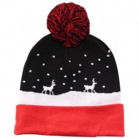 Skullies & Beanies Cozy Winter Christmas Theme Hat - Reindeer Sleigh - C418ESQ7705 $10.18