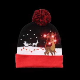 Skullies & Beanies Cozy Winter Christmas Theme Hat - Reindeer Sleigh - C418ESQ7705 $10.18