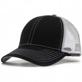 Baseball Caps Plain Two Tone Cotton Twill Mesh Adjustable Trucker Baseball Cap - Black/Black/Gray - CH186X690SO $9.90
