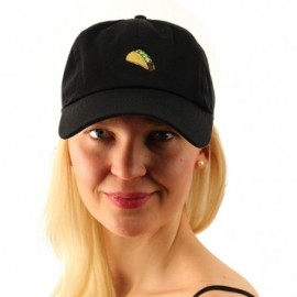 Baseball Caps Everyday Food Embroidery Adjustable Cotton Baseball Sun Visor Cap Dad Hat Black - Taco - CV18343ZDEC $8.28
