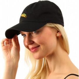 Baseball Caps Everyday Food Embroidery Adjustable Cotton Baseball Sun Visor Cap Dad Hat Black - Taco - CV18343ZDEC $8.28