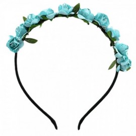 Headbands Rose Flower Crown Festival Headband Floral Garland - Light Blue - Light Blue - C412IANGJAD $10.05