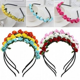 Headbands Rose Flower Crown Festival Headband Floral Garland - Light Blue - Light Blue - C412IANGJAD $10.05