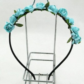 Headbands Rose Flower Crown Festival Headband Floral Garland - Light Blue - Light Blue - C412IANGJAD $10.05