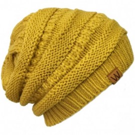 Skullies & Beanies Winter Thick Knit Beanie Slouchy Beanie for Men & Women - Yellow - CG11VHKK5XV $12.49