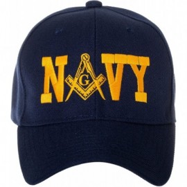 Baseball Caps United States Military Masonic Square and Compass Embroidered Baseball Cap - Navy / Blue - CC18HGU6GOU $17.71