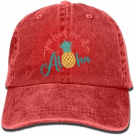 Cowboy Hats You Had Me at Aloha Pineapple Men Women Cowboy Hats Vintage Denim Trucker Baseball Caps - Red - CQ18097DRE8 $29.24