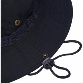 Bucket Hats Unisex Outdoor Boonie Hat Wide Brim Safari Fishing Military Cap Foldable UV Sun Protection Bucket Hat - Navy - CJ...