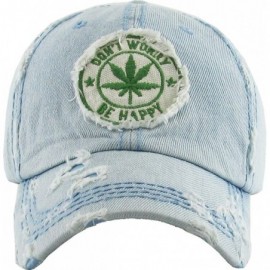 Baseball Caps Weed Marijuana Leaf Collection Dad Hat Baseball Cap Polo Style Adjustable - (1.1) Be Happy Light Denim - CR184Q...