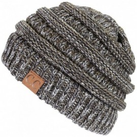 Skullies & Beanies Trendy Warm Chunky Soft Marled Cable Knit Slouchy Beanie - Four Tone Mix 21 - Brown- Camel- Grey- Ivory - ...