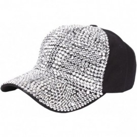 Baseball Caps Novelty Baseball Cap - Glittering Rhinestone Denim Cap Sun Hat/Peaked Cap/Hip Hop Cap - Black - CN18C06GDTM $20.79