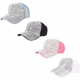 Baseball Caps Novelty Baseball Cap - Glittering Rhinestone Denim Cap Sun Hat/Peaked Cap/Hip Hop Cap - Black - CN18C06GDTM $11.80