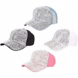 Baseball Caps Novelty Baseball Cap - Glittering Rhinestone Denim Cap Sun Hat/Peaked Cap/Hip Hop Cap - Black - CN18C06GDTM $11.80