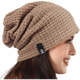 Berets Women's Knit Slouchy Beanie Baggy Skull Cap Turban Winter Summer Beret Hat - Solid Beige - CE18U0QNHNI $12.00