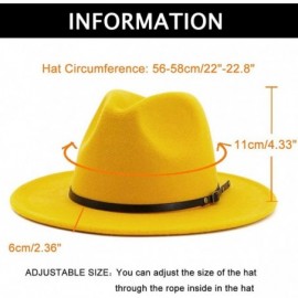 Fedoras Women Belt Buckle Fedora Hat - Yellow - CQ18QMGQSXU $13.40