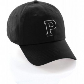 Baseball Caps Custom Hat A to Z Initial Letters Classic Baseball Cap- Black Hat White Black - Letter P - CX18NKUSK84 $10.21