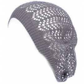 Berets Womens Knit Beanie Beret Hat Lightweight Fashion Accessory Crochet Cutouts - Dark Gray Net - CT18360Y3XR $13.47
