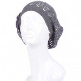 Berets Womens Knit Beanie Beret Hat Lightweight Fashion Accessory Crochet Cutouts - Dark Gray Net - CT18360Y3XR $13.47