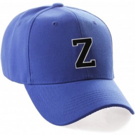 Baseball Caps Classic Baseball Hat Custom A to Z Initial Team Letter- Blue Cap White Black - Letter Z - C618IDU9D8X $12.65