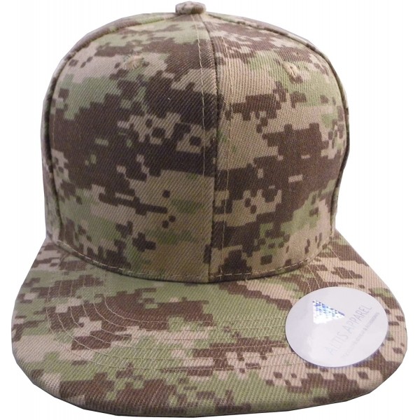 Baseball Caps Premium Plain Solid Flat Bill Snapback Hat - Adult Sized Baseball Cap - Desert Dig Camo - C3182GT292D $14.17