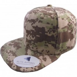 Baseball Caps Premium Plain Solid Flat Bill Snapback Hat - Adult Sized Baseball Cap - Desert Dig Camo - C3182GT292D $14.17