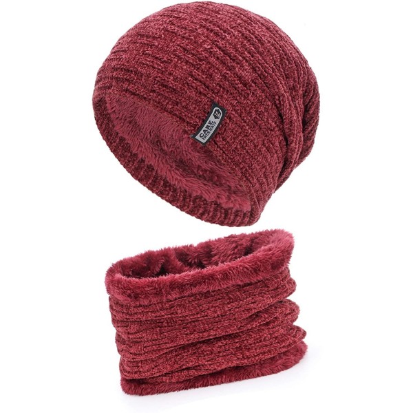 Skullies & Beanies Styles Oversized Winter Extremely Slouchy - Xne Red Hat&scarf Set - CC18ZDTH78N $12.50