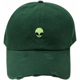 Baseball Caps Alien Small Embroidery Cotton Baseball Cap - Ripped Green Qv440 - C818DW4LN9S $11.84