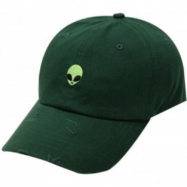Baseball Caps Alien Small Embroidery Cotton Baseball Cap - Ripped Green Qv440 - C818DW4LN9S $11.84
