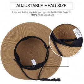 Sun Hats Womens Wide Brim Sun Hat with Wind Lanyard UPF Summer Straw Sun Hats for Women - Beige - CM18CQLE2G2 $19.27