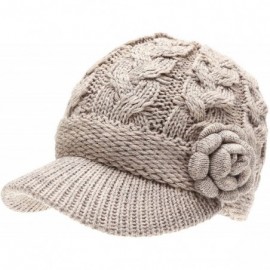 Skullies & Beanies Women's Knitted Newsboy Hat Double Layer Visor Beanie Cap with Soft Warm Fleece Lining - CF18YW3YNLR $27.92