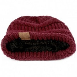 Skullies & Beanies Mens Womens Winter Cable Knit Slouchy Beanie Skully Cap Hat - Burgundy - C71875MY2OA $11.66