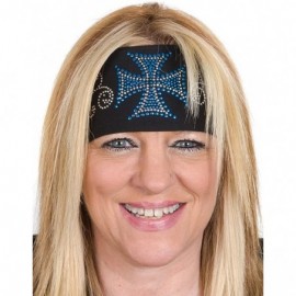 Headbands Wide Headbands for Women - Biker Chick Head Wrap - Biker Cross - Blue - CR11IXLGL35 $15.09