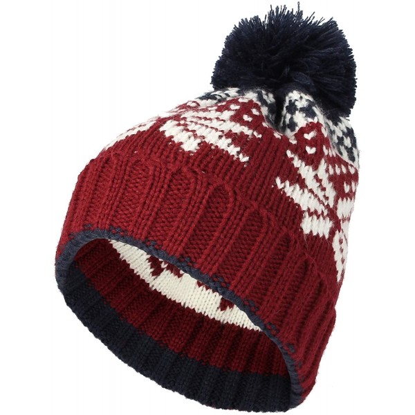 Skullies & Beanies Knit US Canada Flag Union Jack Pom Beanie Hat JZP0027 - Nordicwine - C118XG7DCU7 $16.79