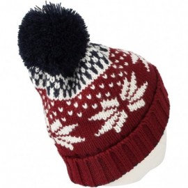 Skullies & Beanies Knit US Canada Flag Union Jack Pom Beanie Hat JZP0027 - Nordicwine - C118XG7DCU7 $16.79