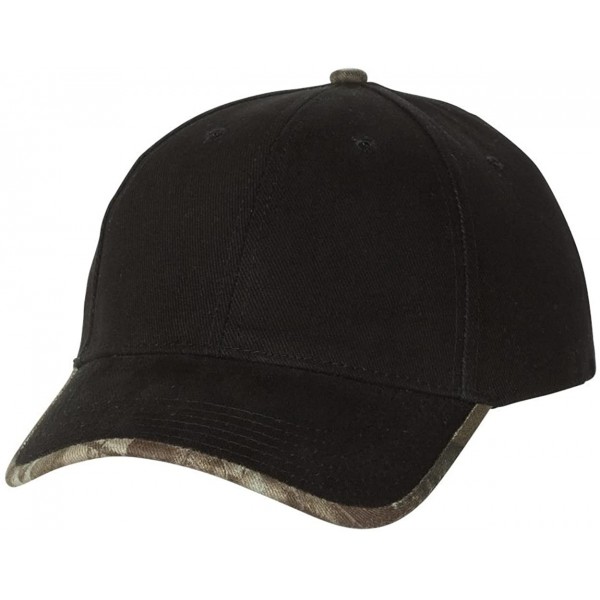 Baseball Caps LC26 Solid Cap with Camouflage Bill - Black/Realtree Hardwood - CM11FAFUD21 $10.32